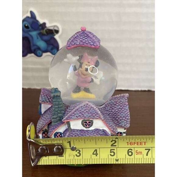 Disney Theme Parks Minnie Mouse Toontown House Mini Snow Globe Purple White FLAW - Picture 11 of 12